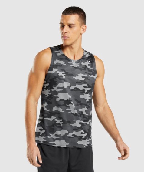 Men's Gymshark Arrival Tanks Camo | CA 1D7036